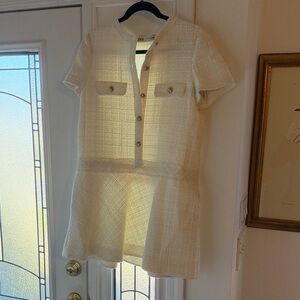 Zara Cream Textured Mini Dress with matching jacket